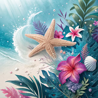 Elegant Starfish with Tropical Botanicals