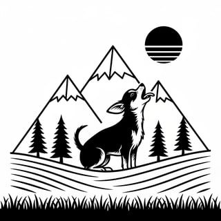 Minimalist Howling Chihuahua Silhouette