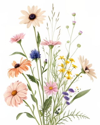 Watercolor Wildflower Arrangement