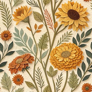 Sunflowers and Marigolds Paper Art