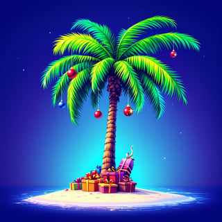 Colorful Palm Tree with Christmas Decor