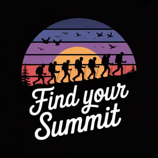 Silhouette of Hikers at Twilight