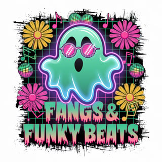 Groovy Neon Ghost with Retro Disco Vibe
