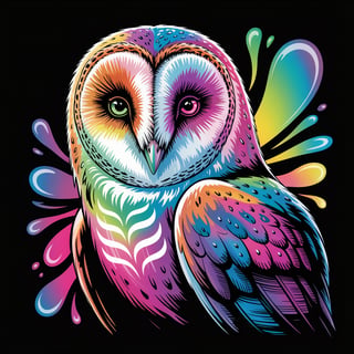Vibrant Psychedelic Neon Owl Illustration
