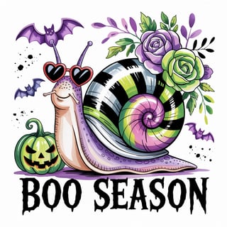 Cute Snail Halloween Watercolor Art
