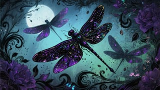 Gothic Dragonflies Digital Artwork