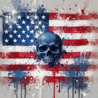 Gritty American Flag with Skull Art