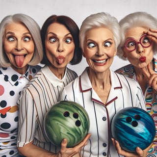 Quirky Older Women Bowling Fun
