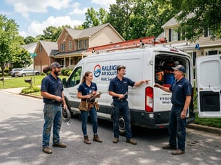HVAC Crew with Branded Van in Raleigh