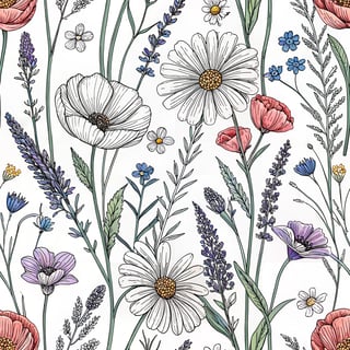 Line Art Botanical Pattern