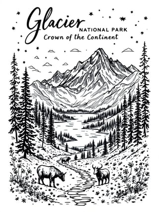 Glacier National Park T-Shirt Design