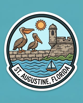 St Augustine Florida Cartoon Badge
