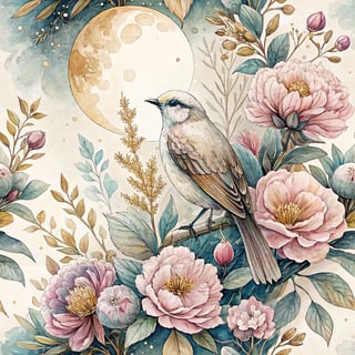 Elegant Ink and Watercolor Bird Art
