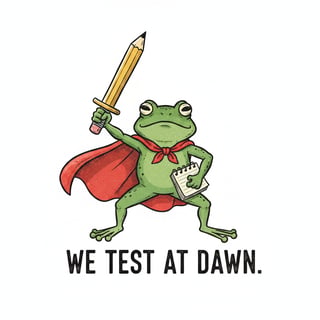 Heroic Green Frog with Pencil