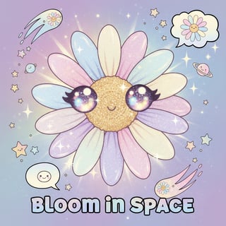 Chibi Pastel Daisy with Glittery Eyes
