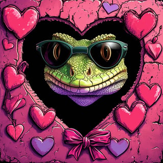 Lizard Face Through Heart Wall Art