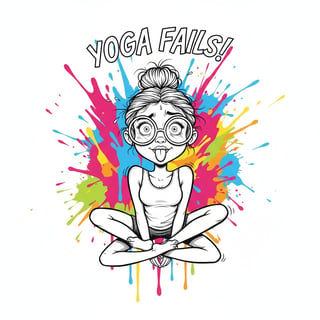 Quirky Woman Yoga Cartoon Sketch