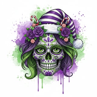 Day of the Dead Christmas Sugar Skull Art