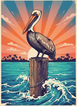 Pelican on Pier by Turquoise Gulf