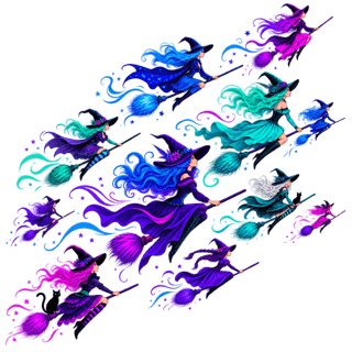 Neon Witches Vector Illustration