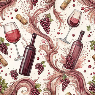 Wine Bottles and Glasses Pattern