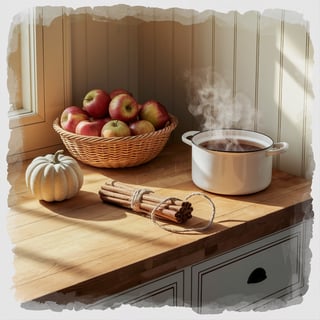 Autumn Kitchen Scene with Spiced Cider
