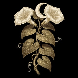 Moonflower Vine Copperplate Engraving