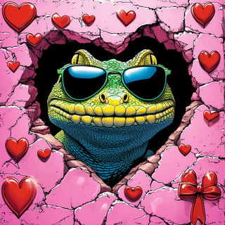 Lizard Face Through Heart Wall Art