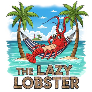 Lazy Lobster Cartoon T-Shirt Design