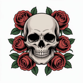 Skull Illustration with Roses