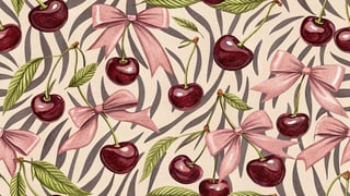 Burgundy Cherries Print Design
