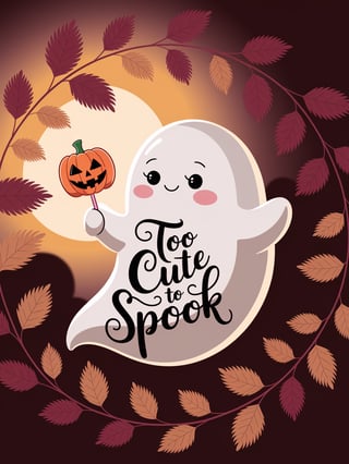 Chubby Ghost with Pumpkin Lollipop