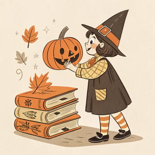 Vintage 1940s Halloween Illustration
