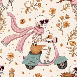 Whimsical Halloween Skeleton Pattern