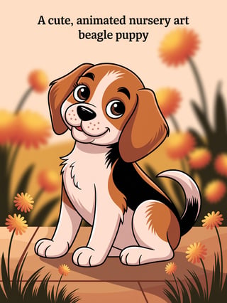 Cute Animated Beagle Puppy Art