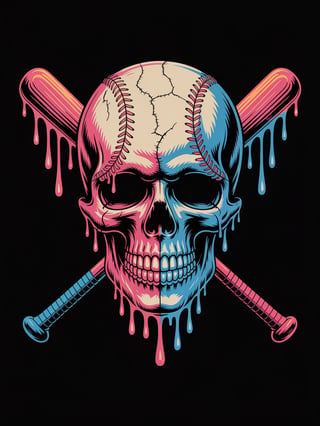 Cyberpunk Melting Skull Baseball Tee