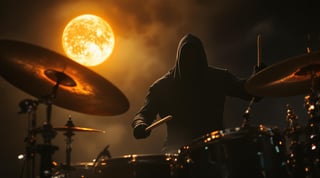 Mysterious Drummer in Moonlight