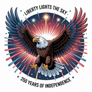 Eagle with Patriotic Fireworks
