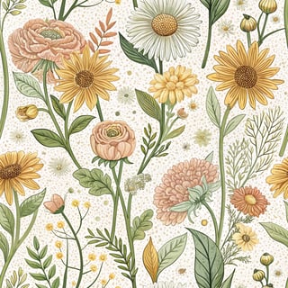 Retro Bubble Letters with Wildflowers