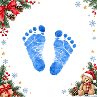 Blue Baby Footprints with Christmas Space