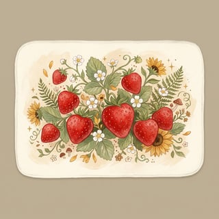 Whimsical Strawberry Forest Bath Mat