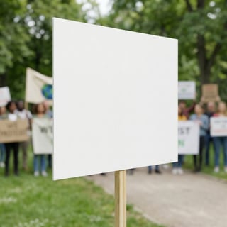 White Protest Sign Mockup on Wood Handle