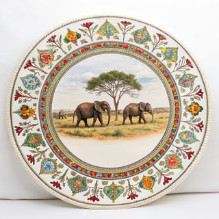 Centered Elephants in Elegant Landscape