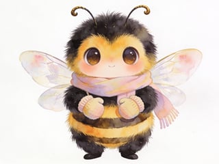 Whimsical Watercolor Chibi Bumblebee