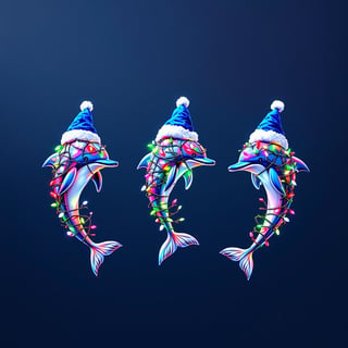 Boho Dolphins with Christmas Lights
