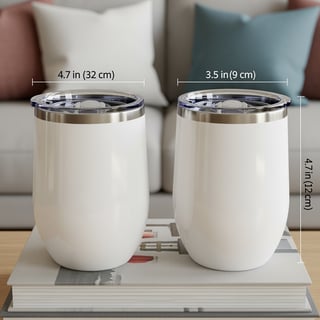 Glossy White Wine Tumbler with Lid
