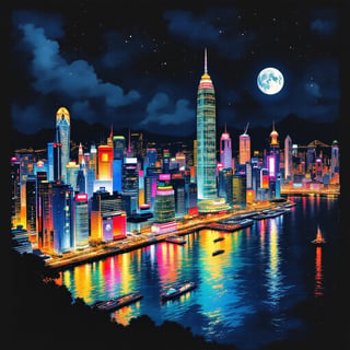 Vibrant Hong Kong Travel Poster