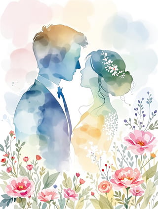 Watercolor Wedding Greeting Card
