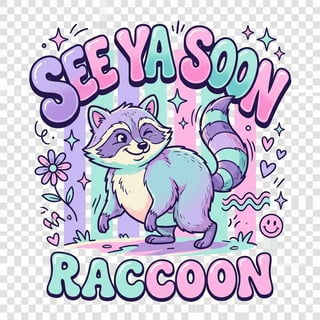 See Ya Soon Raccoon Playful PNG Design