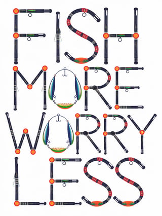 Fish More Worry Less Illustration